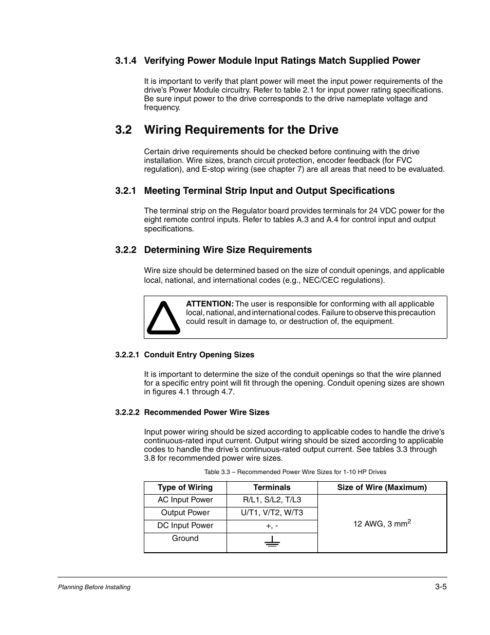 Wiring requirements for the drive, 2 wiring requirements for the drive | Rockwell Automation GV3000/SE AC Drive Ver. 6.06 Hdwe Ref., Installation, and Troubleshooting Manual User Manual | Page 41 / 128