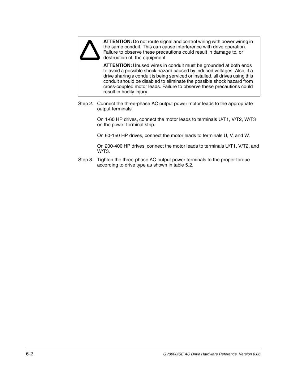 Rockwell Automation GV3000/SE AC Drive Ver. 6.06 Hdwe Ref., Installation, and Troubleshooting Manual User Manual | Page 64 / 128