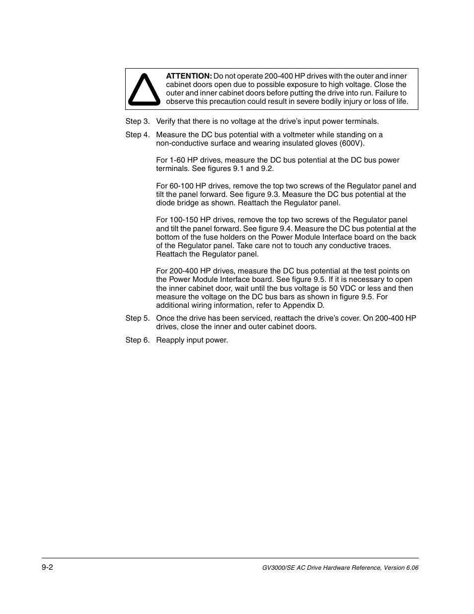 Rockwell Automation GV3000/SE AC Drive Ver. 6.06 Hdwe Ref., Installation, and Troubleshooting Manual User Manual | Page 86 / 128