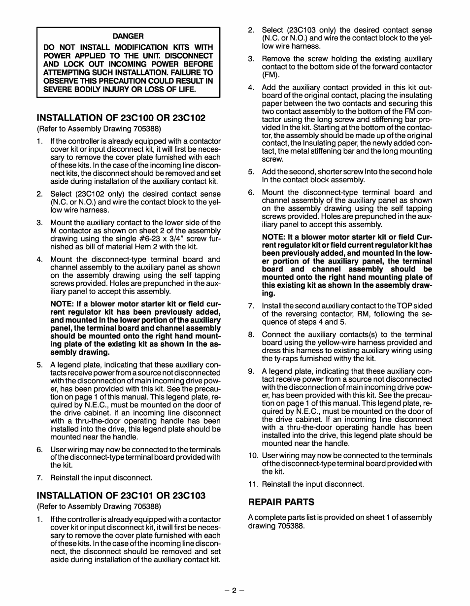 Rockwell Automation MaxPak Plus Auxiliary Contact Kit 200-300HP User Manual | Page 2 / 4