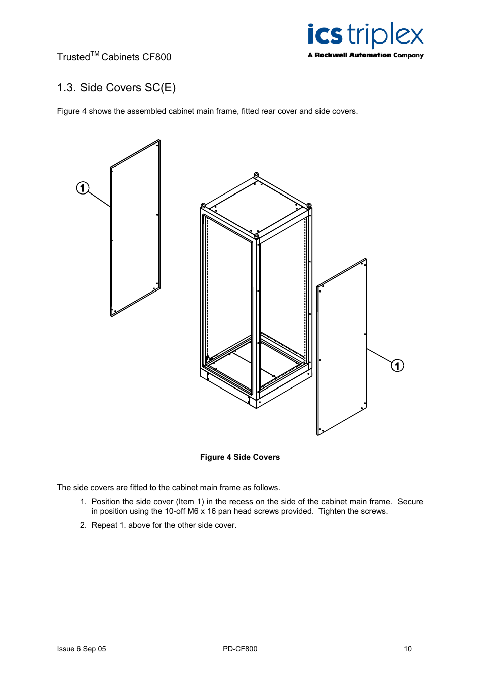 Side covers sc(e), Figure 4 side covers | Rockwell Automation CF800 Trusted Cabinets User Manual | Page 10 / 16