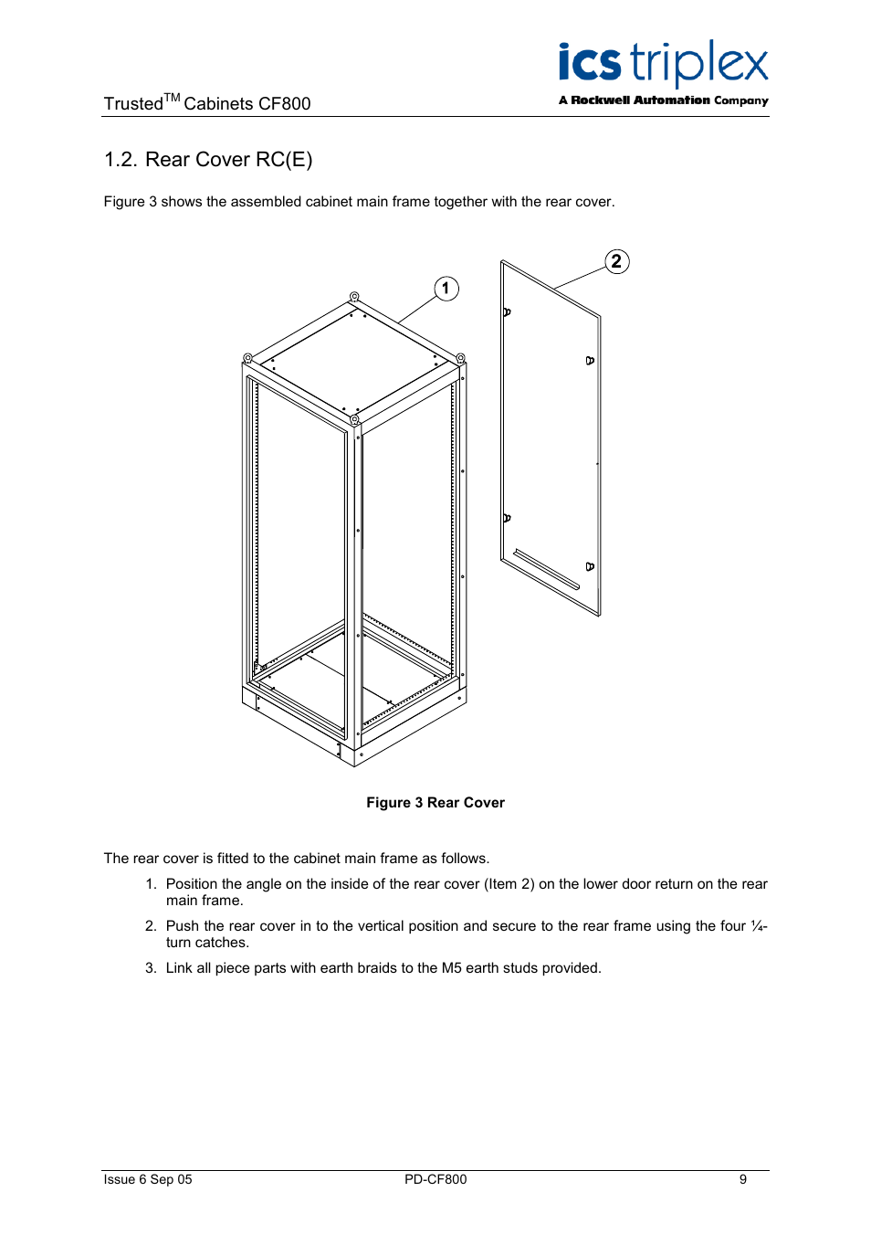 Rear cover rc(e), Figure 3 rear cover, Trusted | Cabinets cf800 | Rockwell Automation CF800 Trusted Cabinets User Manual | Page 9 / 16