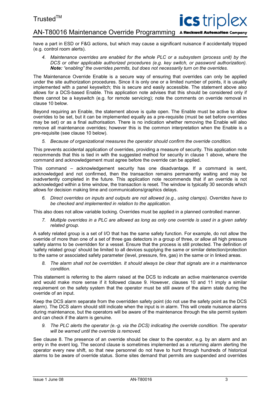 Trusted | Rockwell Automation T80016 Application Note Maintenance Override Programming User Manual | Page 3 / 12