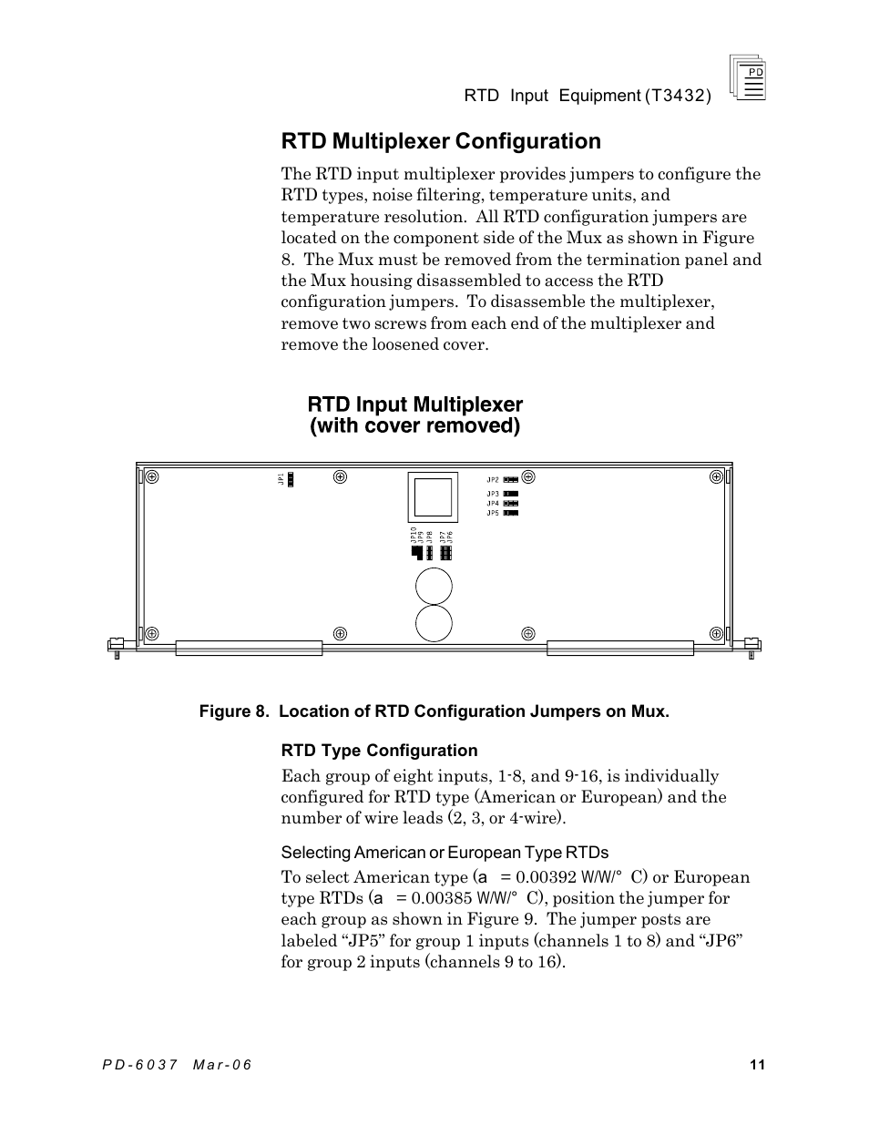 Rtd multiplexer configuration | Rockwell Automation T3432-CA ICS Regent RTD Input Equipment User Manual | Page 11 / 26