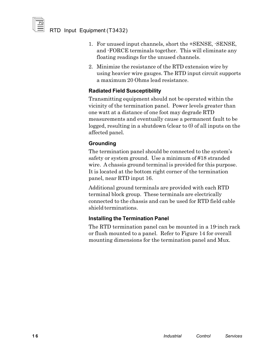 Rockwell Automation T3432-CA ICS Regent RTD Input Equipment User Manual | Page 16 / 26