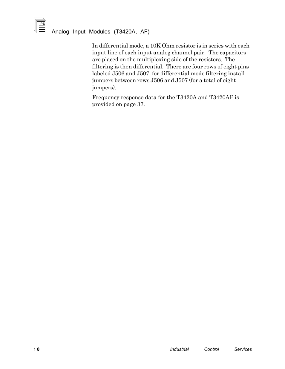 Rockwell Automation T3420AF ICS Regent Analog Input Modules User Manual | Page 10 / 39