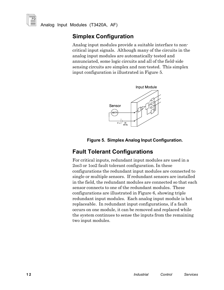 Simplex configuration, Fault tolerant configurations | Rockwell Automation T3420AF ICS Regent Analog Input Modules User Manual | Page 12 / 39