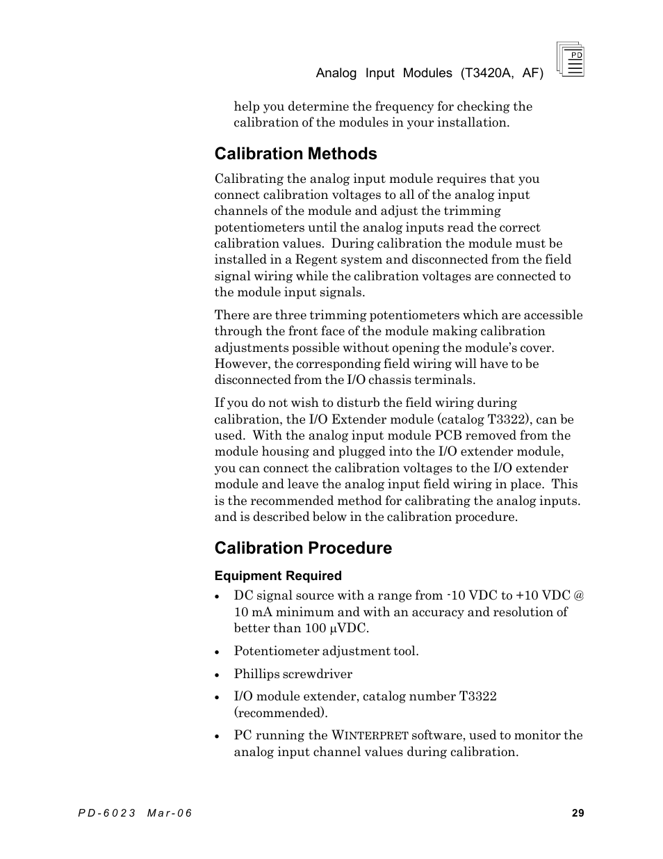 Calibration methods, Calibration procedure | Rockwell Automation T3420AF ICS Regent Analog Input Modules User Manual | Page 29 / 39