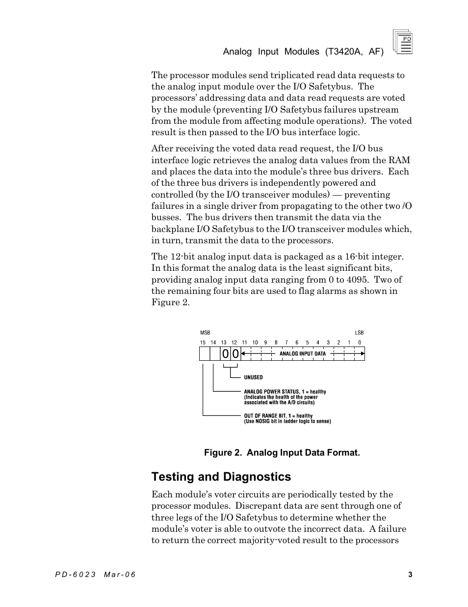 Testing and diagnostics | Rockwell Automation T3420AF ICS Regent Analog Input Modules User Manual | Page 3 / 39