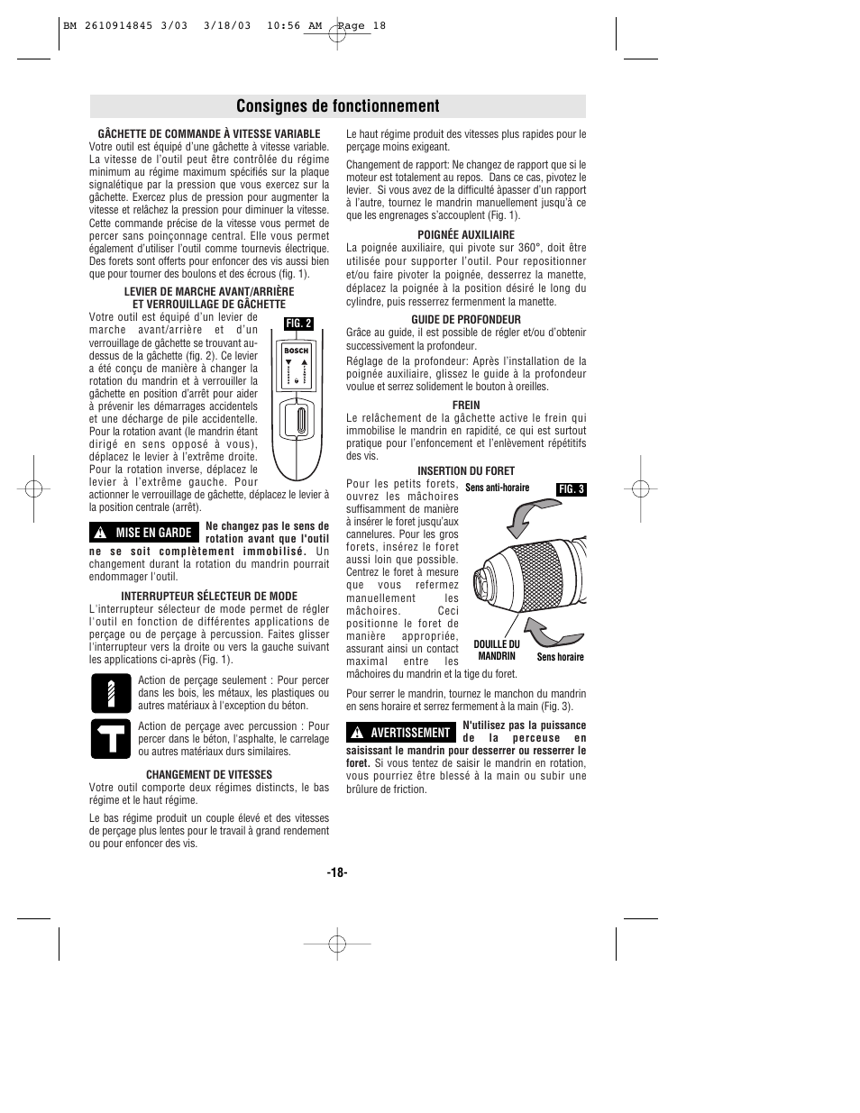 Consignes de fonctionnement | Bosch 12524 User Manual | Page 18 / 32