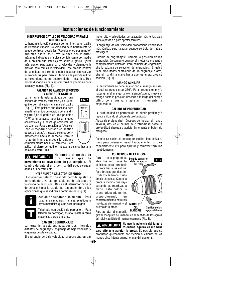 Instrucciones de funcionamiento | Bosch 12524 User Manual | Page 28 / 32