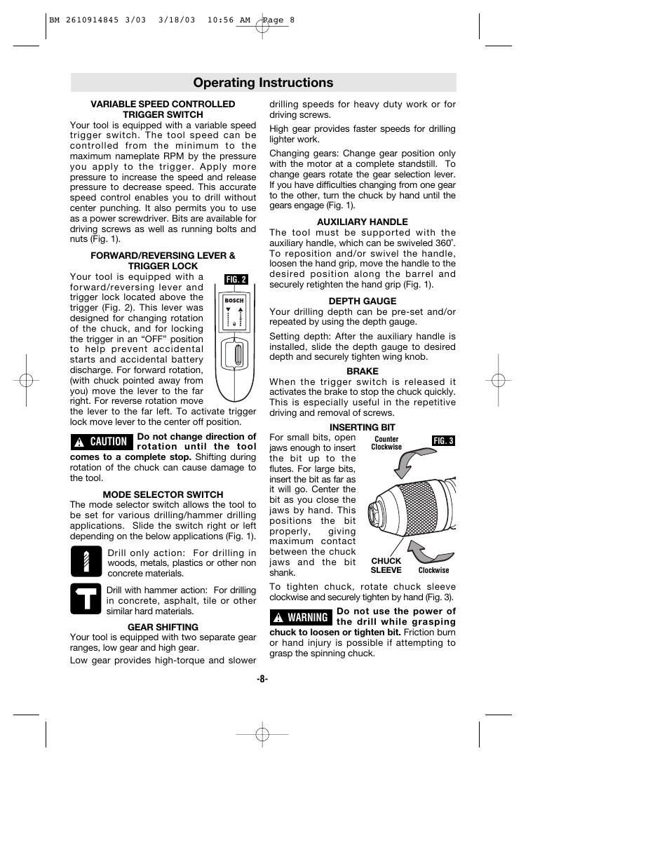 Operating instructions | Bosch 12524 User Manual | Page 8 / 32