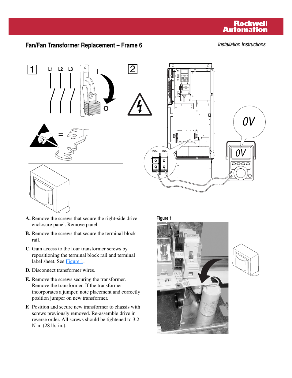 Rockwell Automation GV6000 Fan/Fan Transformer Replacement - Frame 6 User Manual | 4 pages