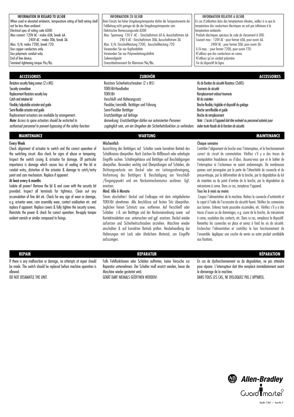 Rockwell Automation TROJAN 5 Tongue Operated Guard Interlock Switch User Manual | Page 4 / 4