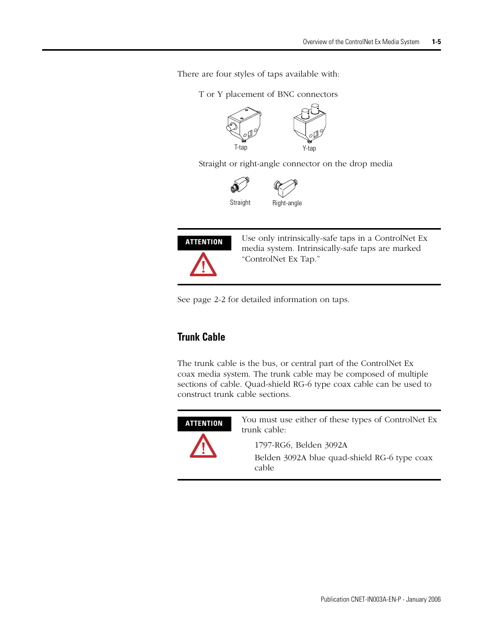Trunk cable, Trunk cable -5 | Rockwell Automation 1797-Series ControlNet Ex Media Plannng Installation Manual User Manual | Page 13 / 88