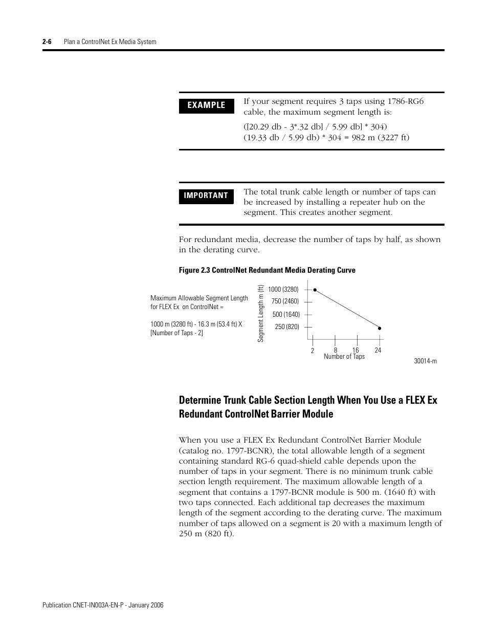 Determine trunk cable section length when, You use a flex ex redundant controlnet, Barrier module -6 | Rockwell Automation 1797-Series ControlNet Ex Media Plannng Installation Manual User Manual | Page 28 / 88