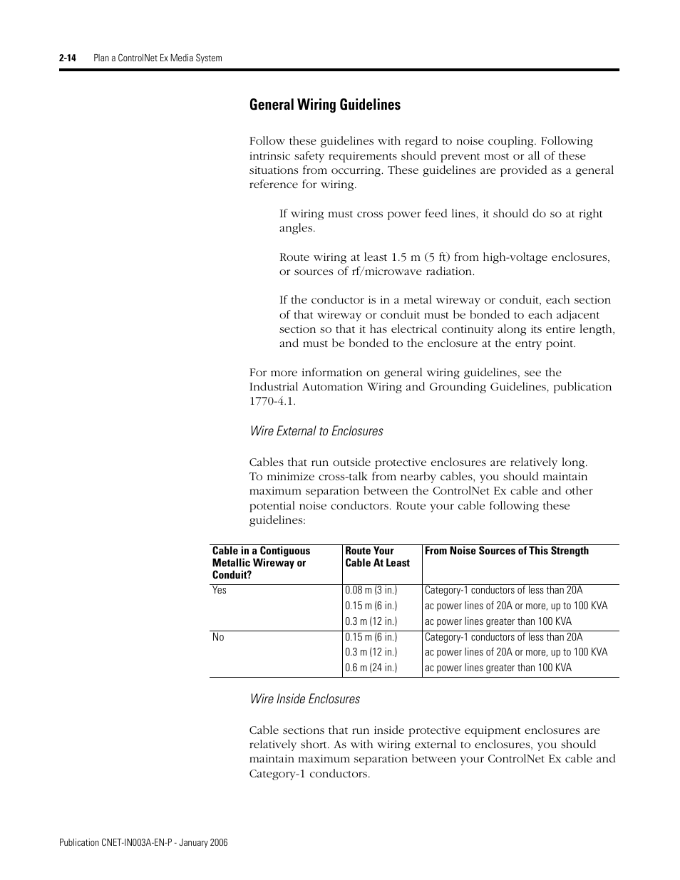 General wiring guidelines, General wiring guidelines -14 | Rockwell Automation 1797-Series ControlNet Ex Media Plannng Installation Manual User Manual | Page 36 / 88