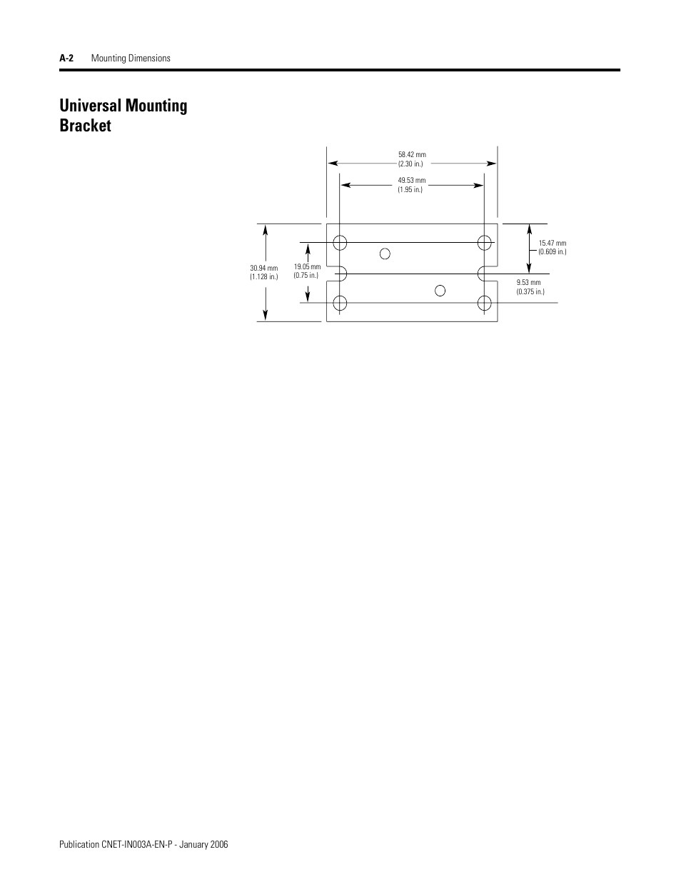 Universal mounting bracket | Rockwell Automation 1797-Series ControlNet Ex Media Plannng Installation Manual User Manual | Page 74 / 88