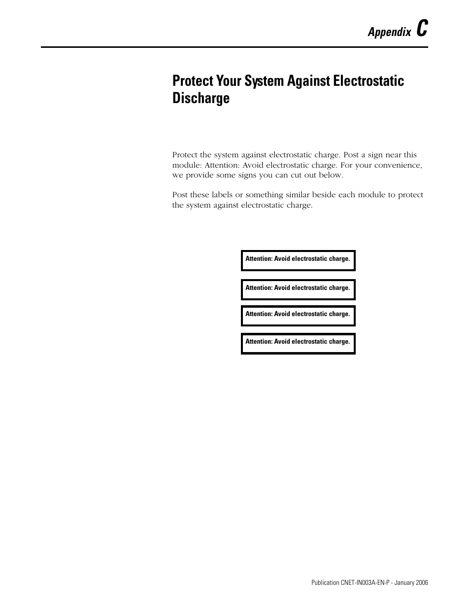 Appendix c, Appendix | Rockwell Automation 1797-Series ControlNet Ex Media Plannng Installation Manual User Manual | Page 81 / 88