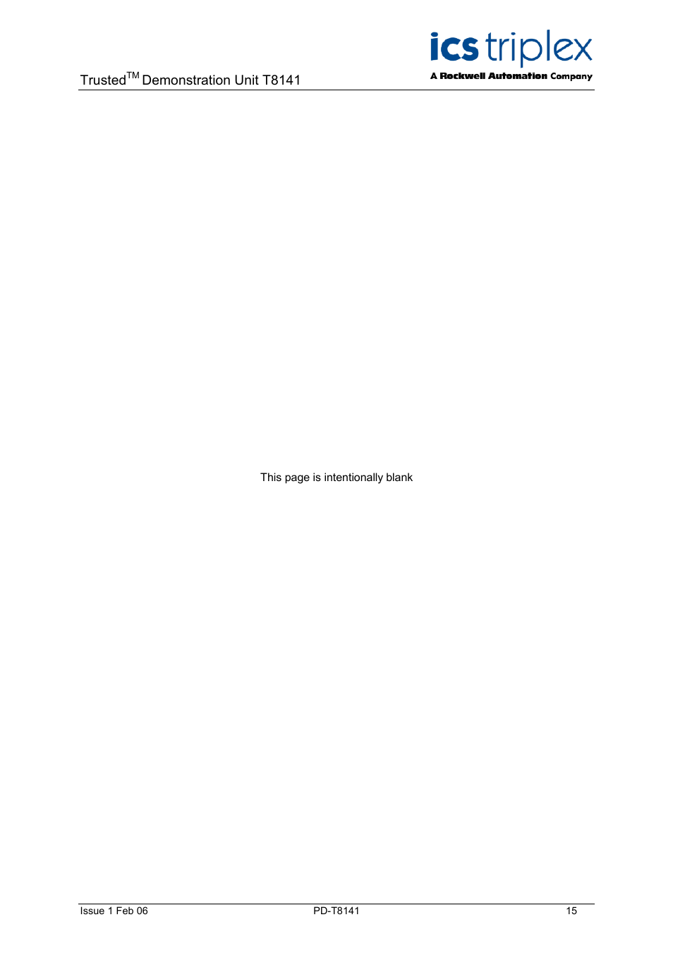 Trusted, Demonstration unit t8141 | Rockwell Automation T8141 Trusted Demonstration Unit User Manual | Page 15 / 16