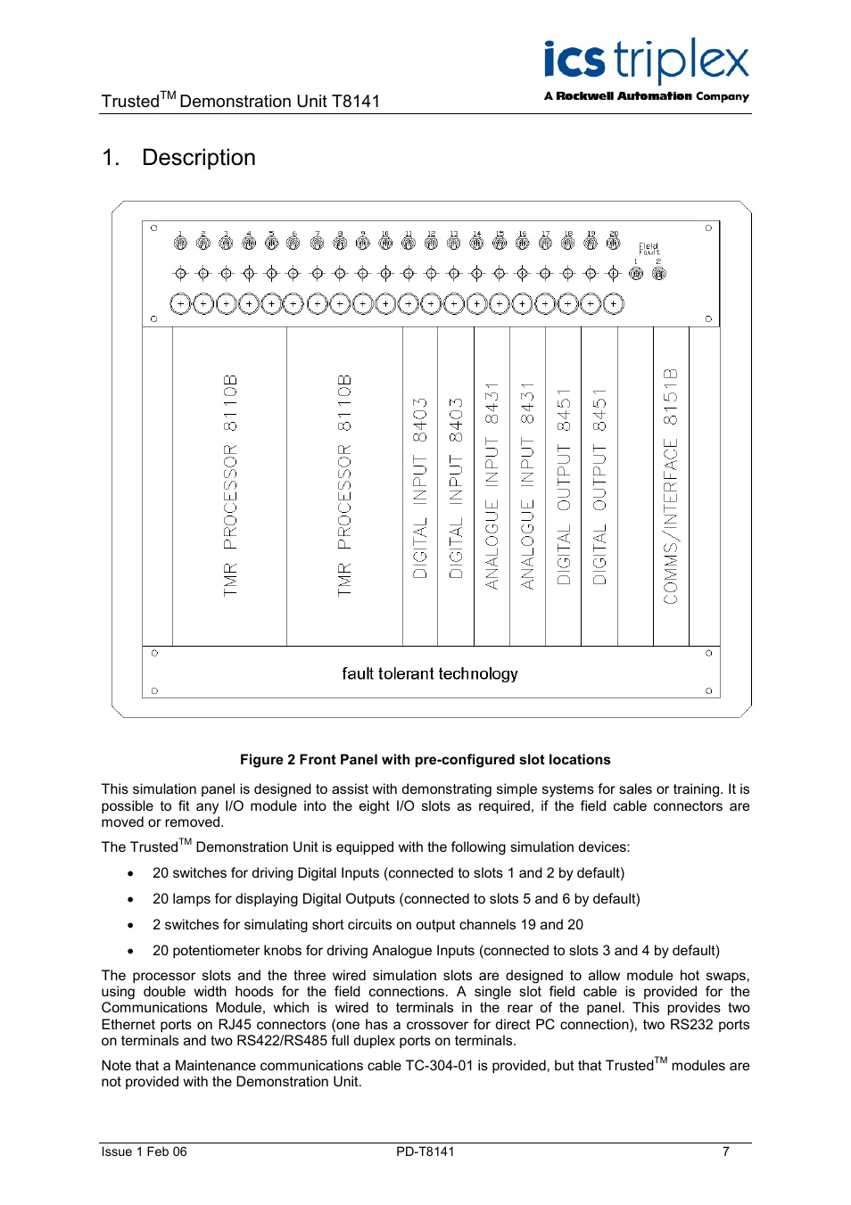 Description, Trusted, Demonstration unit t8141 | Rockwell Automation T8141 Trusted Demonstration Unit User Manual | Page 7 / 16