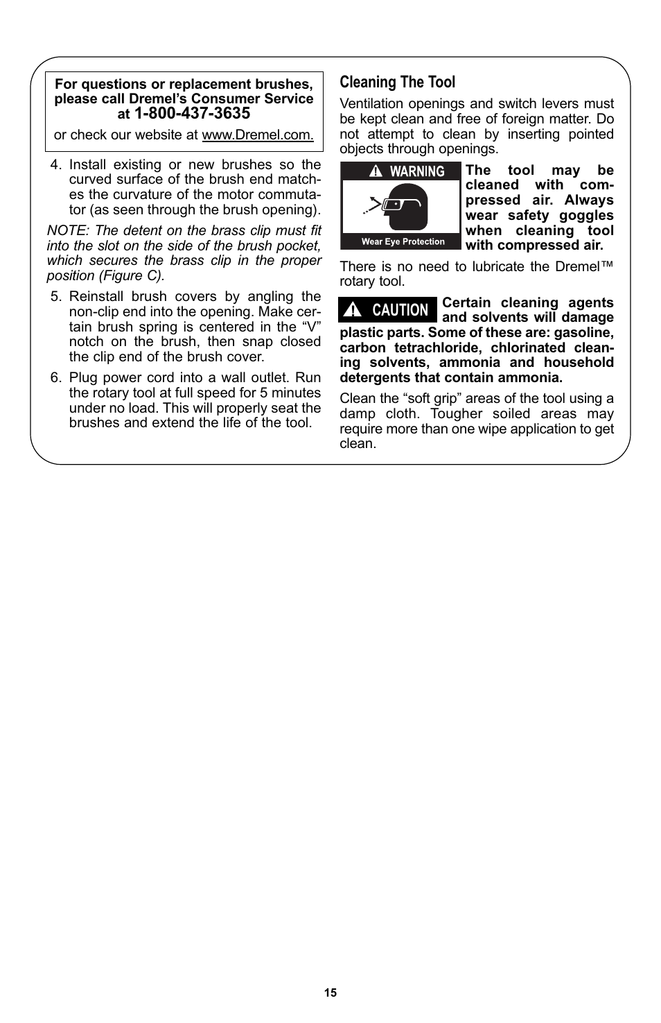 Cleaning the tool, Caution | Bosch 400 Series XPR User Manual | Page 15 / 72