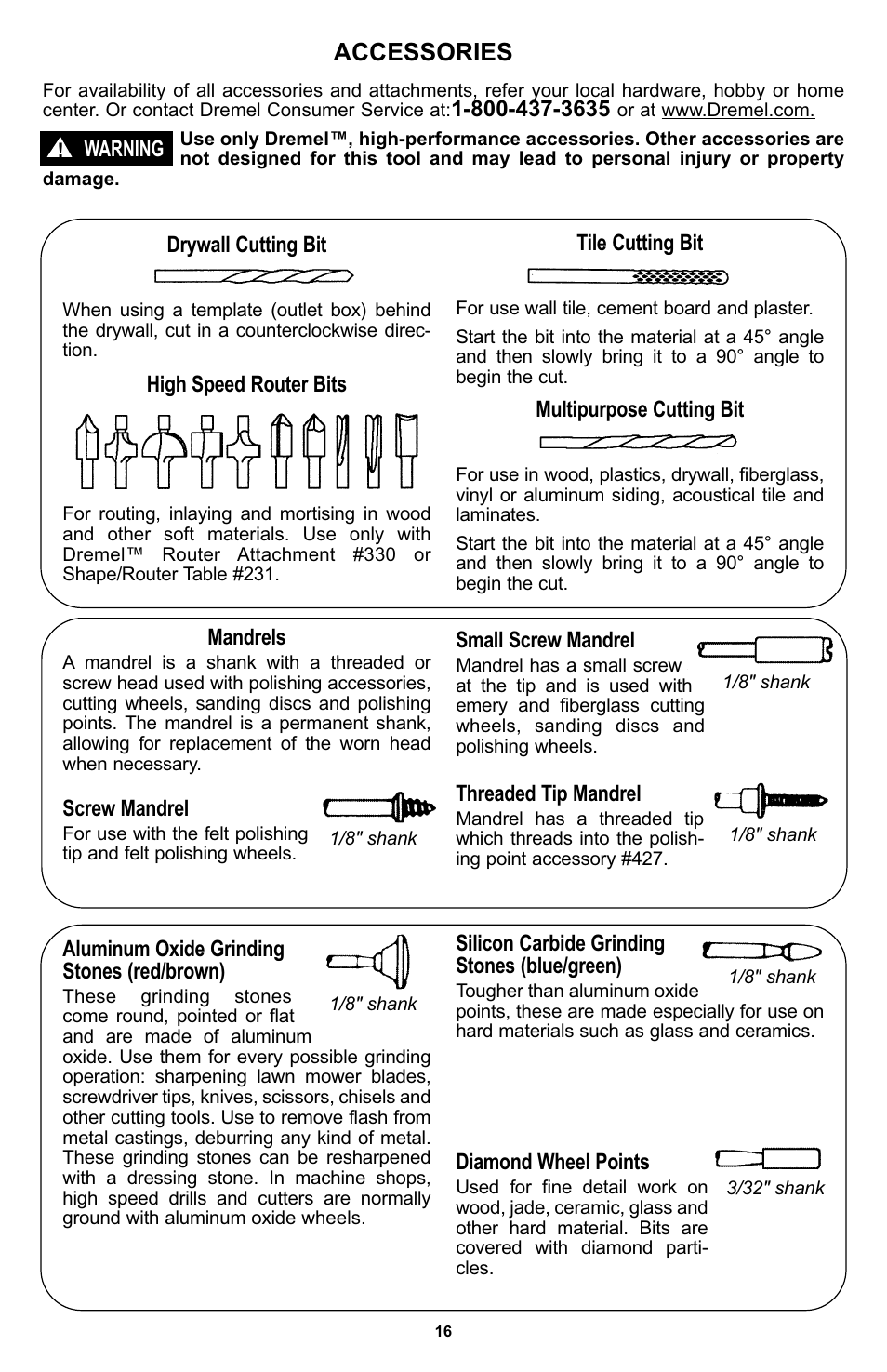 Accessories | Bosch 400 Series XPR User Manual | Page 16 / 72