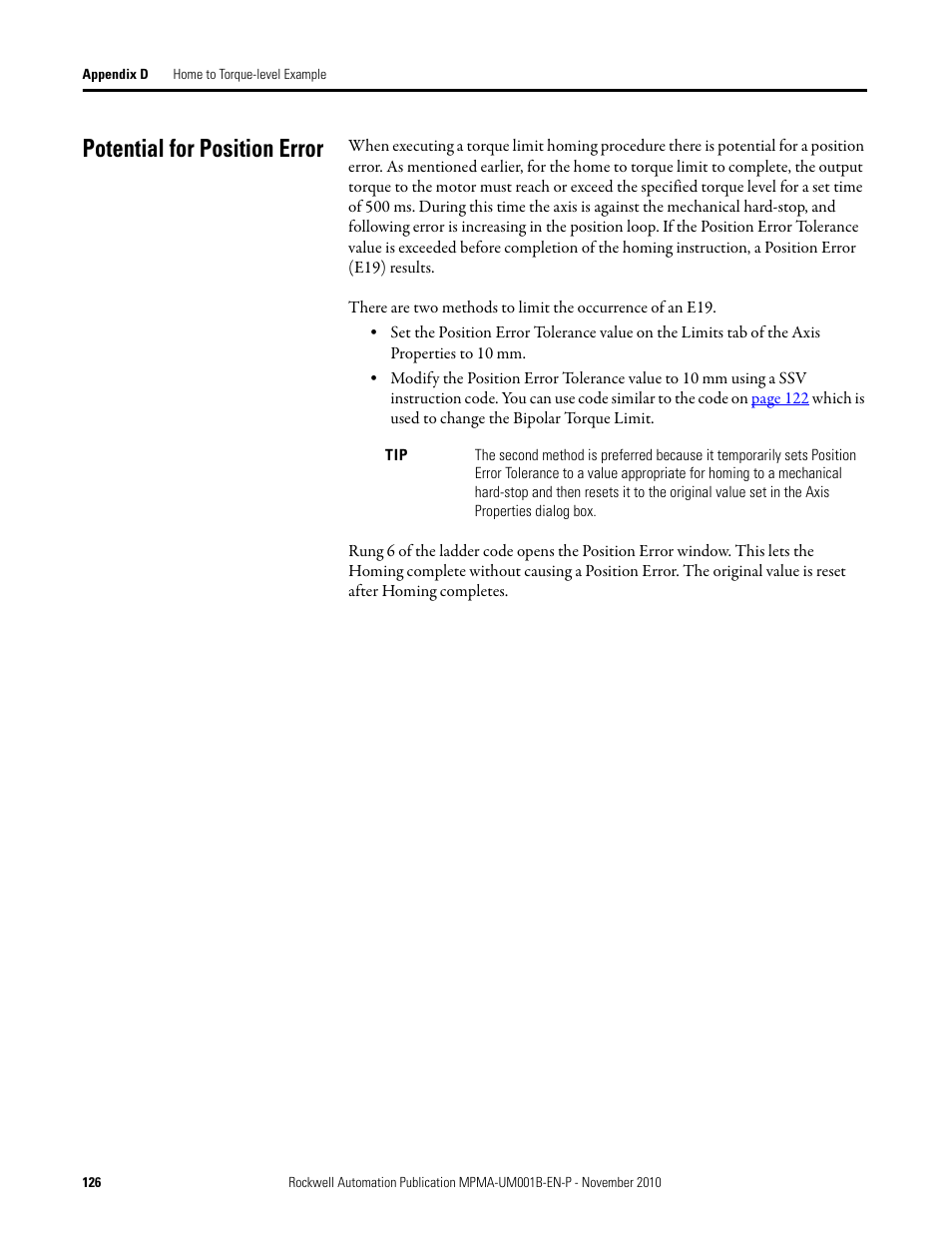 Potential for position error | Rockwell Automation MPMA Integrated Multi-Axis Linear Stages User Manual | Page 126 / 136