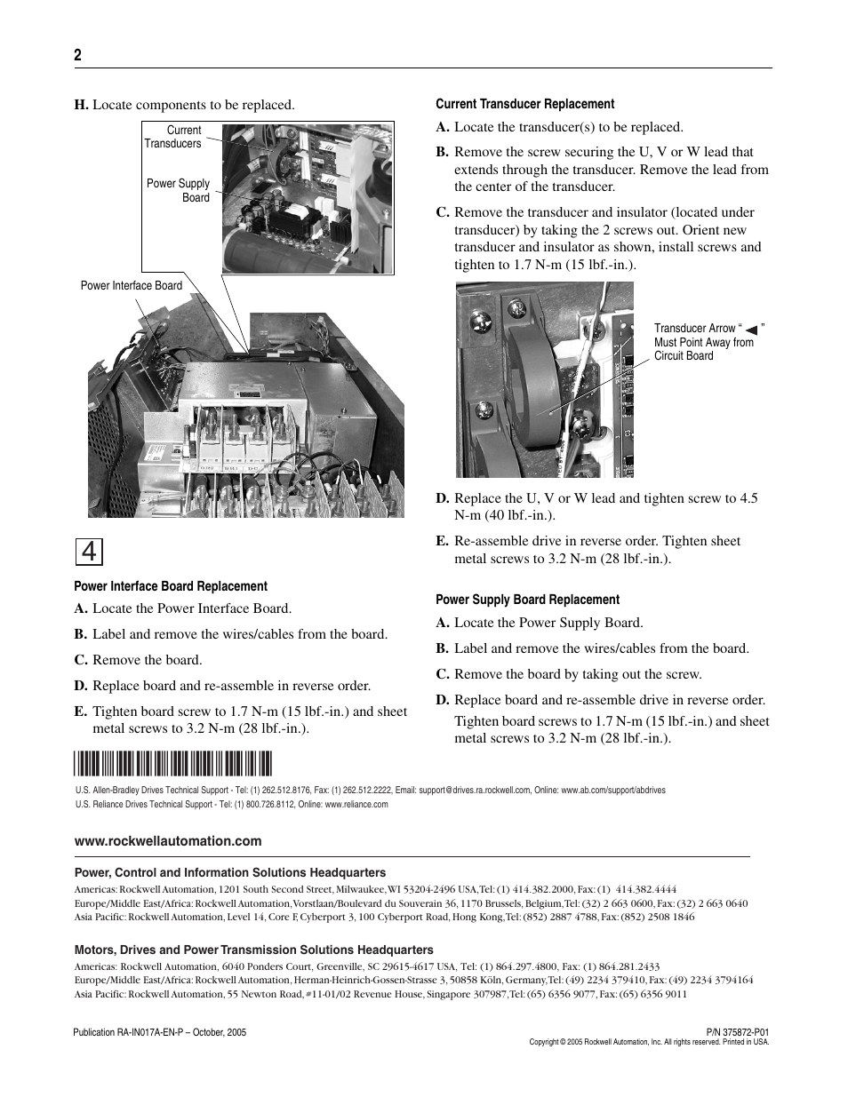 Rockwell Automation 20B CT, Power Interface PS Board Repl. - Frame 6 User Manual | Page 2 / 2