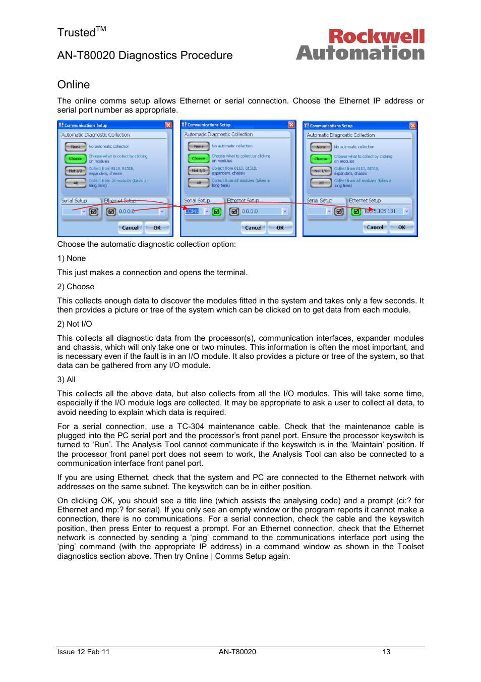 Online, Trusted | Rockwell Automation T80020 Application Note Diagnostic Procedures User Manual | Page 13 / 71