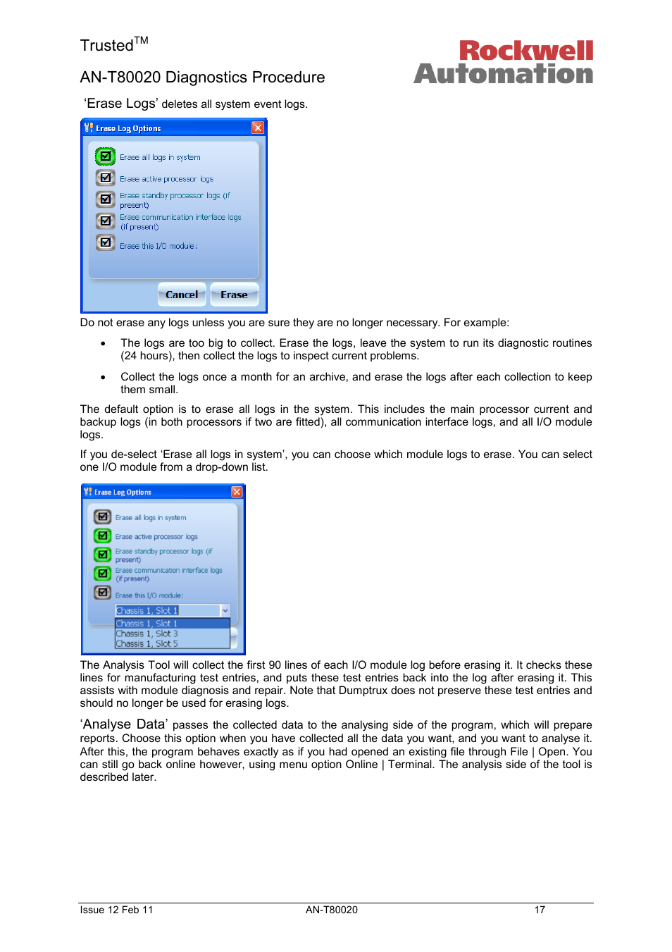 Analyse data, Trusted | Rockwell Automation T80020 Application Note Diagnostic Procedures User Manual | Page 17 / 71