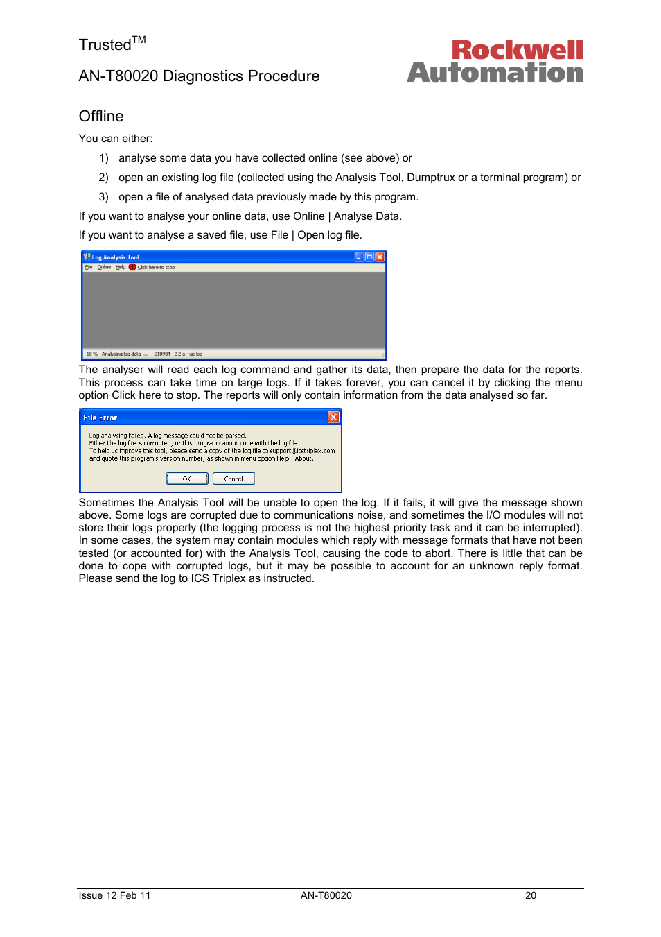 Offline, Trusted | Rockwell Automation T80020 Application Note Diagnostic Procedures User Manual | Page 20 / 71