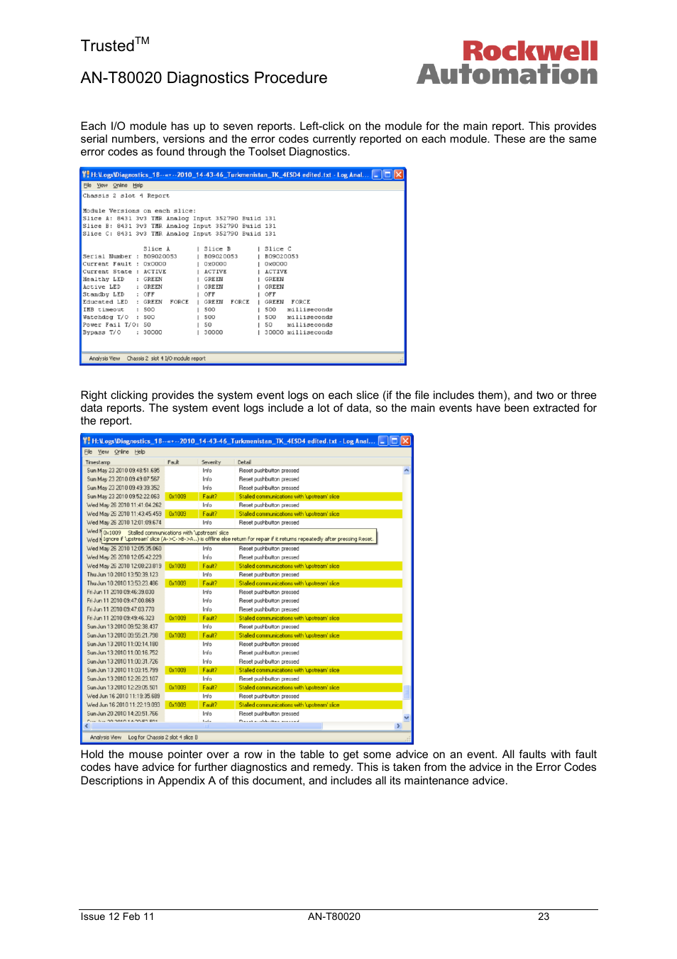 Trusted | Rockwell Automation T80020 Application Note Diagnostic Procedures User Manual | Page 23 / 71