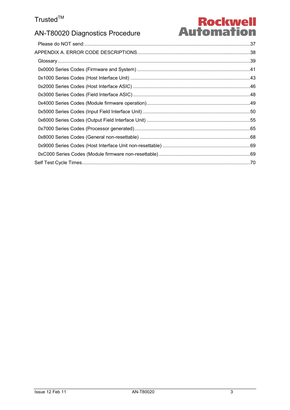 Trusted | Rockwell Automation T80020 Application Note Diagnostic Procedures User Manual | Page 3 / 71