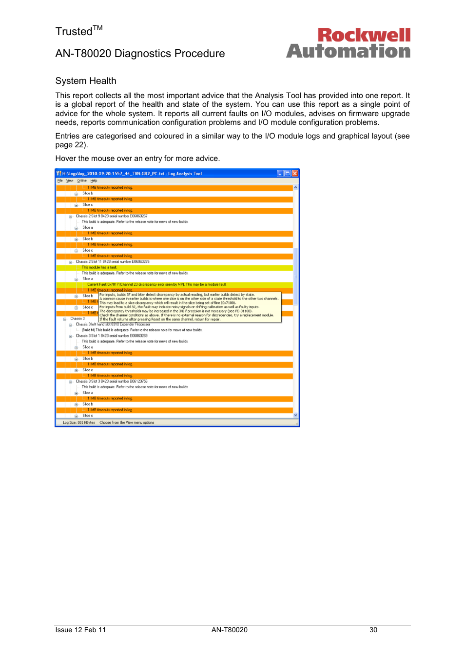 System health, Trusted | Rockwell Automation T80020 Application Note Diagnostic Procedures User Manual | Page 30 / 71