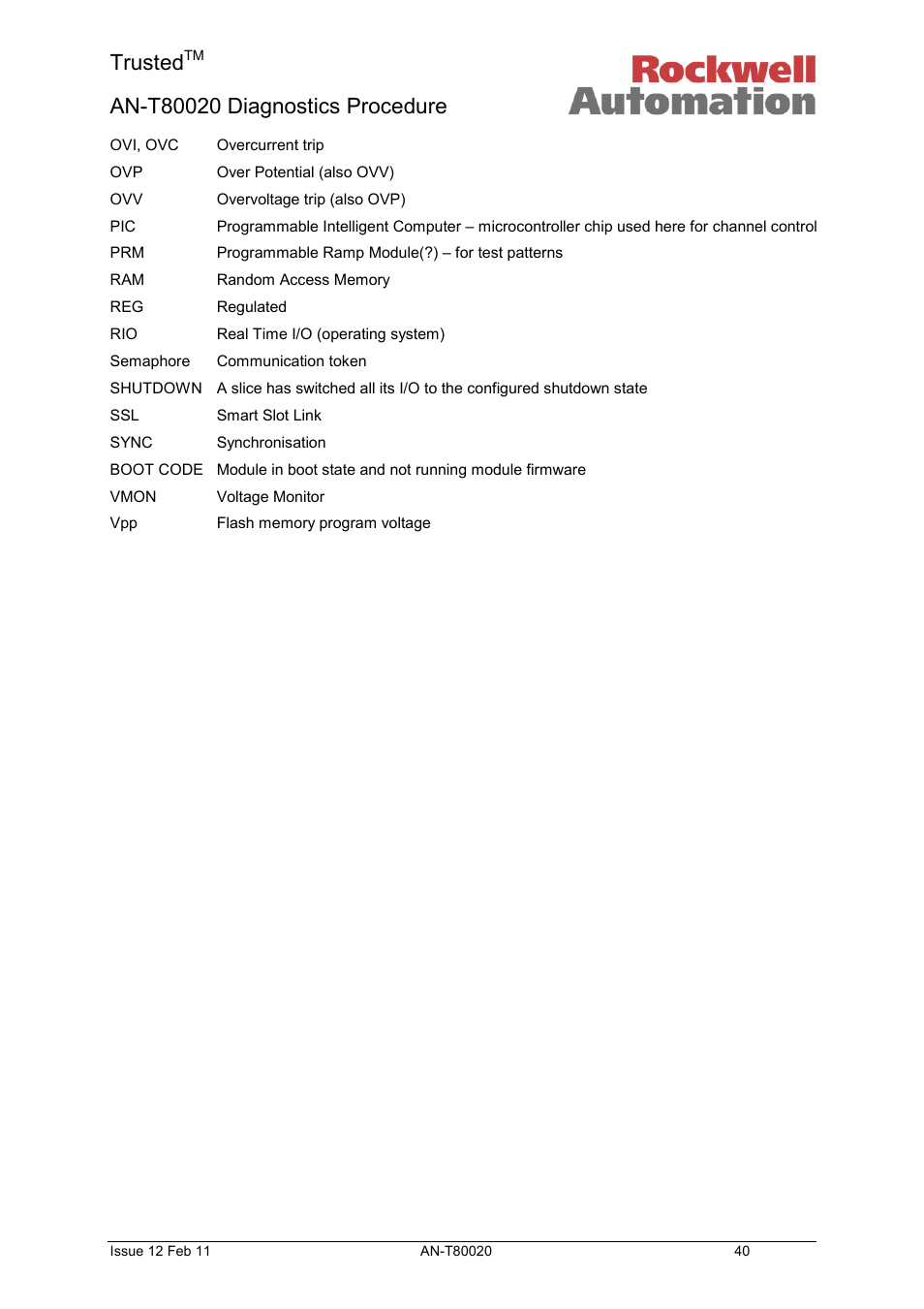 Trusted | Rockwell Automation T80020 Application Note Diagnostic Procedures User Manual | Page 40 / 71