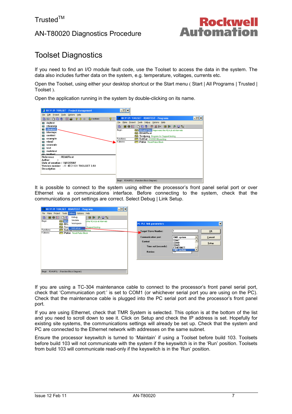 Toolset diagnostics, Trusted | Rockwell Automation T80020 Application Note Diagnostic Procedures User Manual | Page 7 / 71