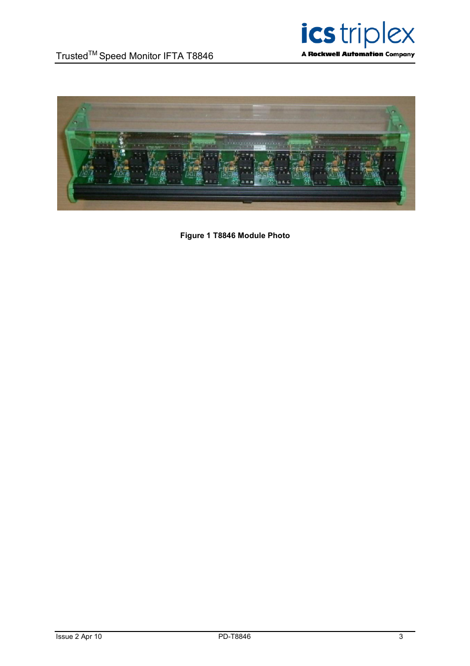 Trusted, Speed monitor ifta t8846 | Rockwell Automation T8846 Trusted Speed Monitor IFTA (SIFTA) User Manual | Page 3 / 26