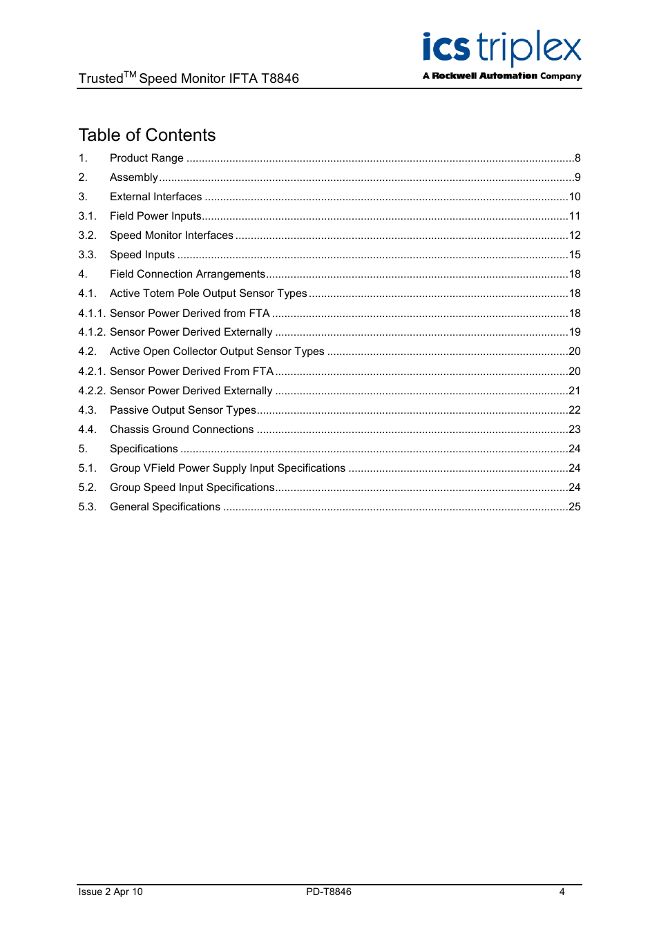 Rockwell Automation T8846 Trusted Speed Monitor IFTA (SIFTA) User Manual | Page 4 / 26