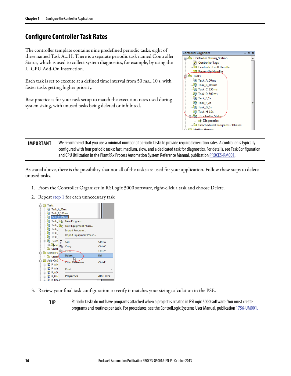 Configure controller task rates | Rockwell Automation System Release 3.0 PlantPAx System Application Templates Quick Start User Manual | Page 16 / 80