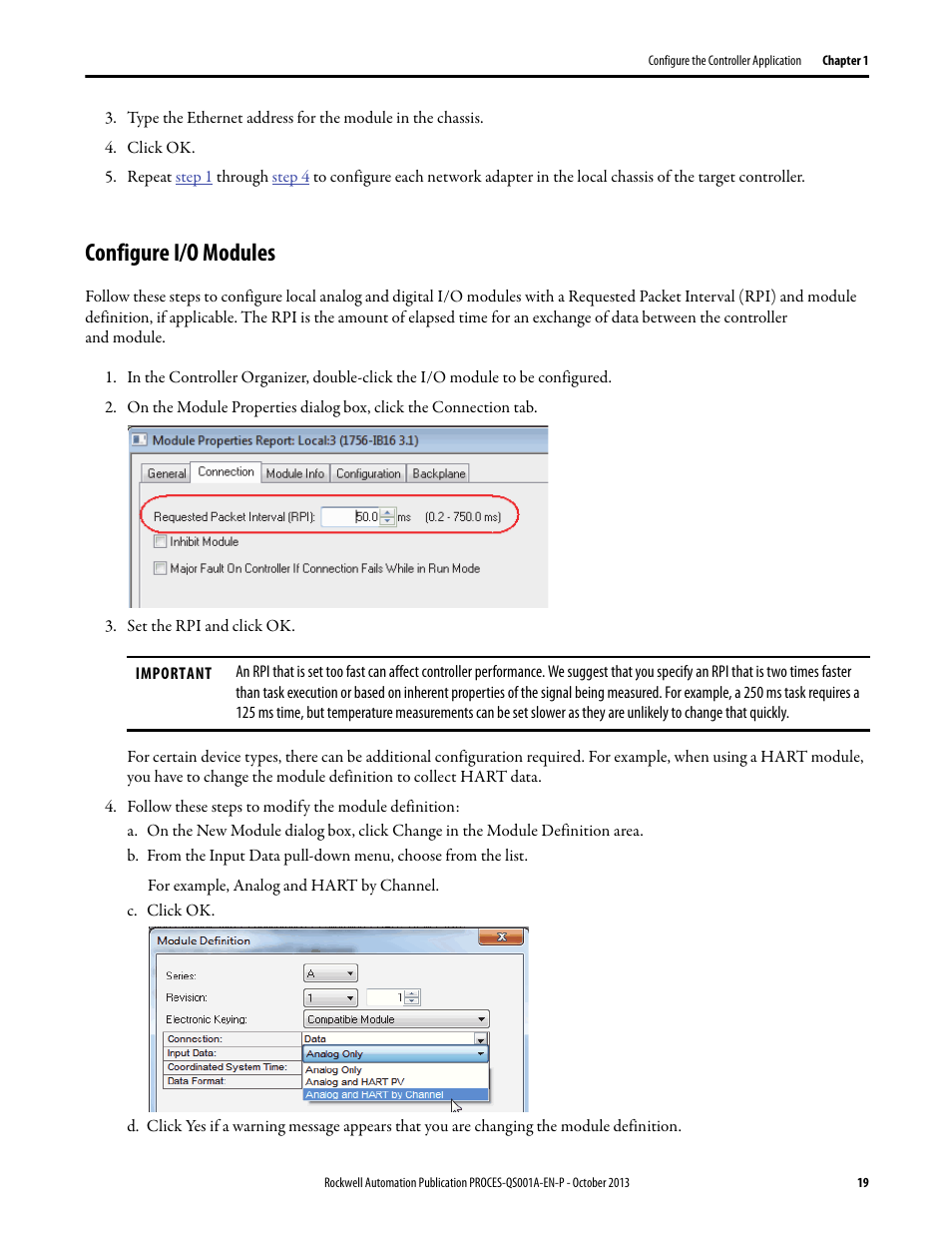 Configure i/o modules | Rockwell Automation System Release 3.0 PlantPAx System Application Templates Quick Start User Manual | Page 19 / 80