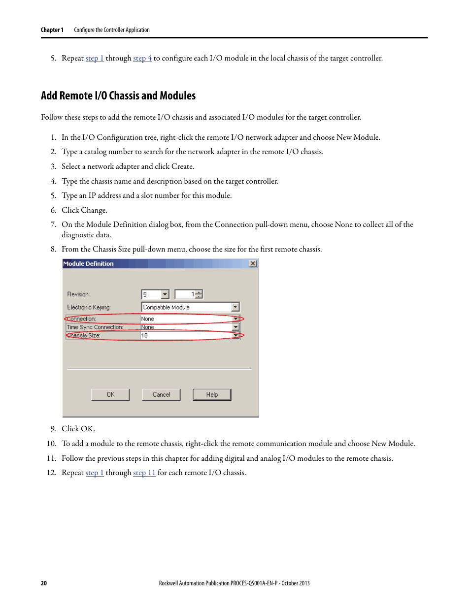 Add remote i/o chassis and modules | Rockwell Automation System Release 3.0 PlantPAx System Application Templates Quick Start User Manual | Page 20 / 80