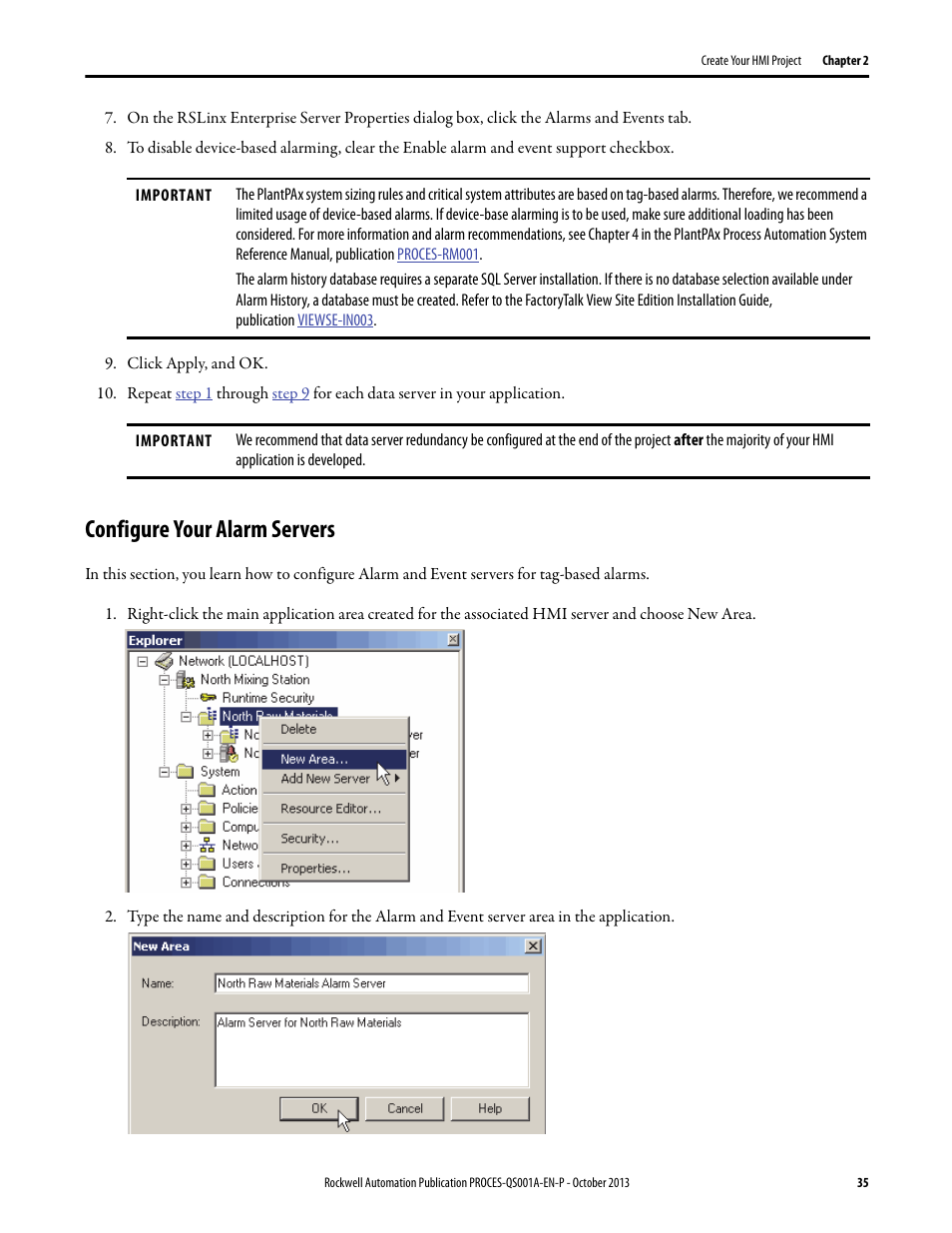 Configure your alarm servers | Rockwell Automation System Release 3.0 PlantPAx System Application Templates Quick Start User Manual | Page 35 / 80