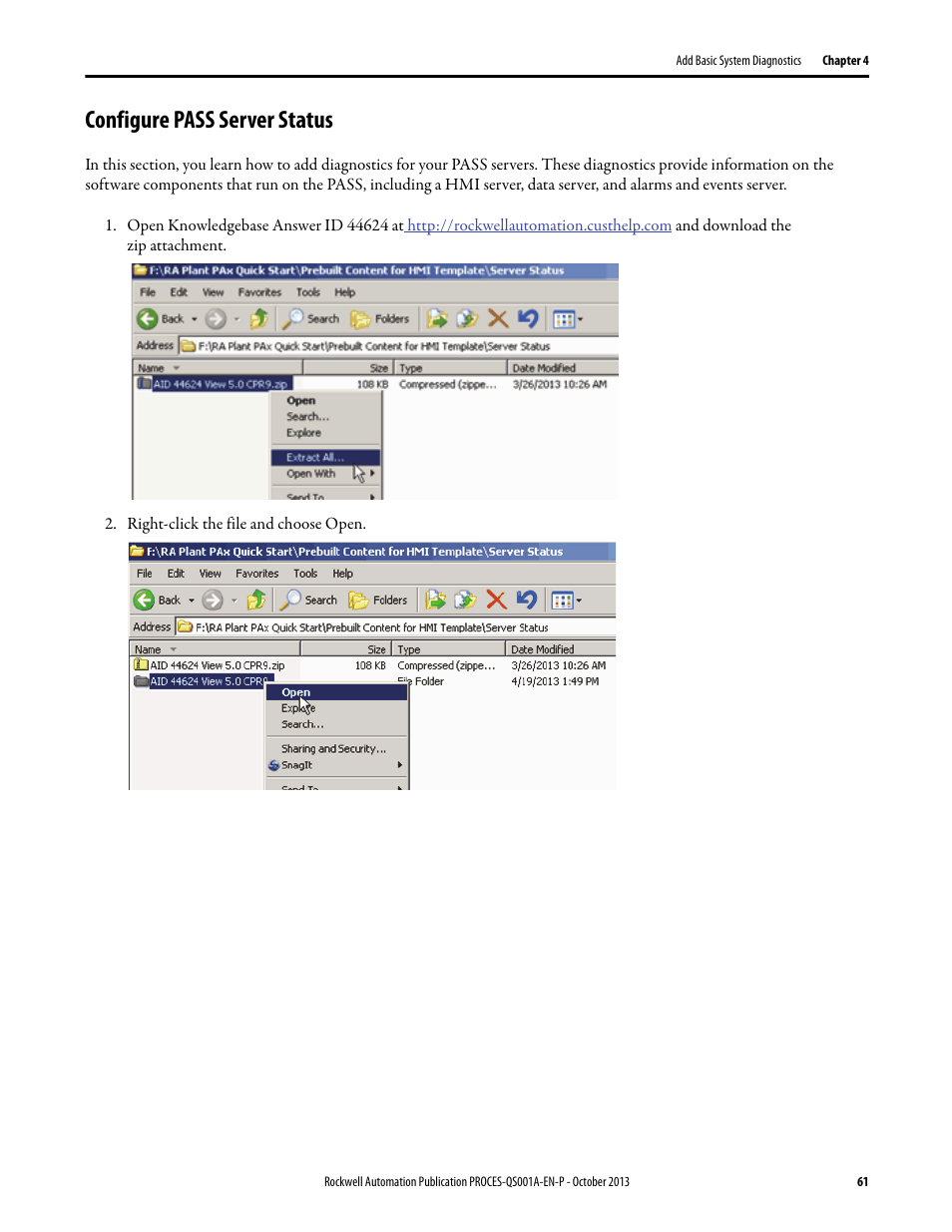 Configure pass server status | Rockwell Automation System Release 3.0 PlantPAx System Application Templates Quick Start User Manual | Page 61 / 80