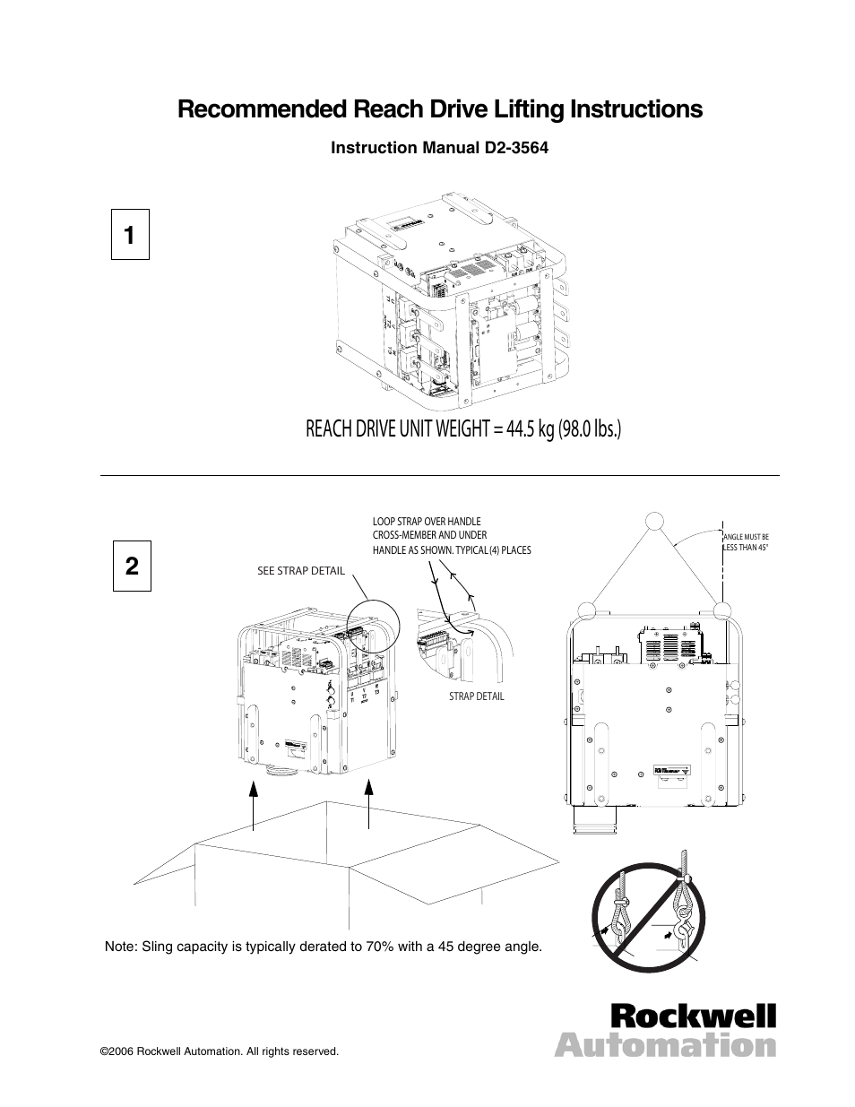 Rockwell Automation Liqui-Flo DBT Reach Drive Recommended Lifting Instructions User Manual | 4 pages