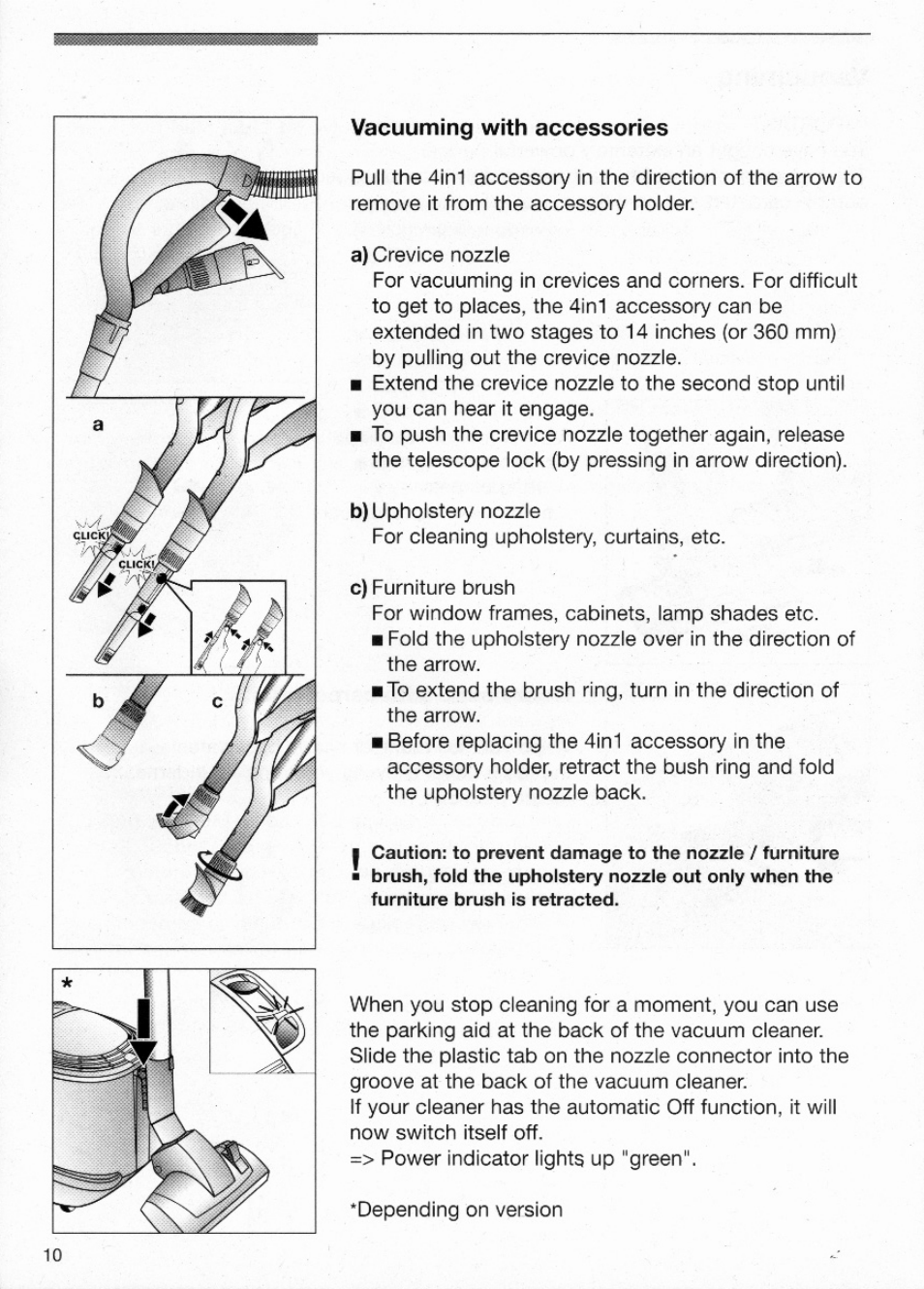 Vacuuming with accessories | Bosch BSG81 User Manual | Page 10 / 20