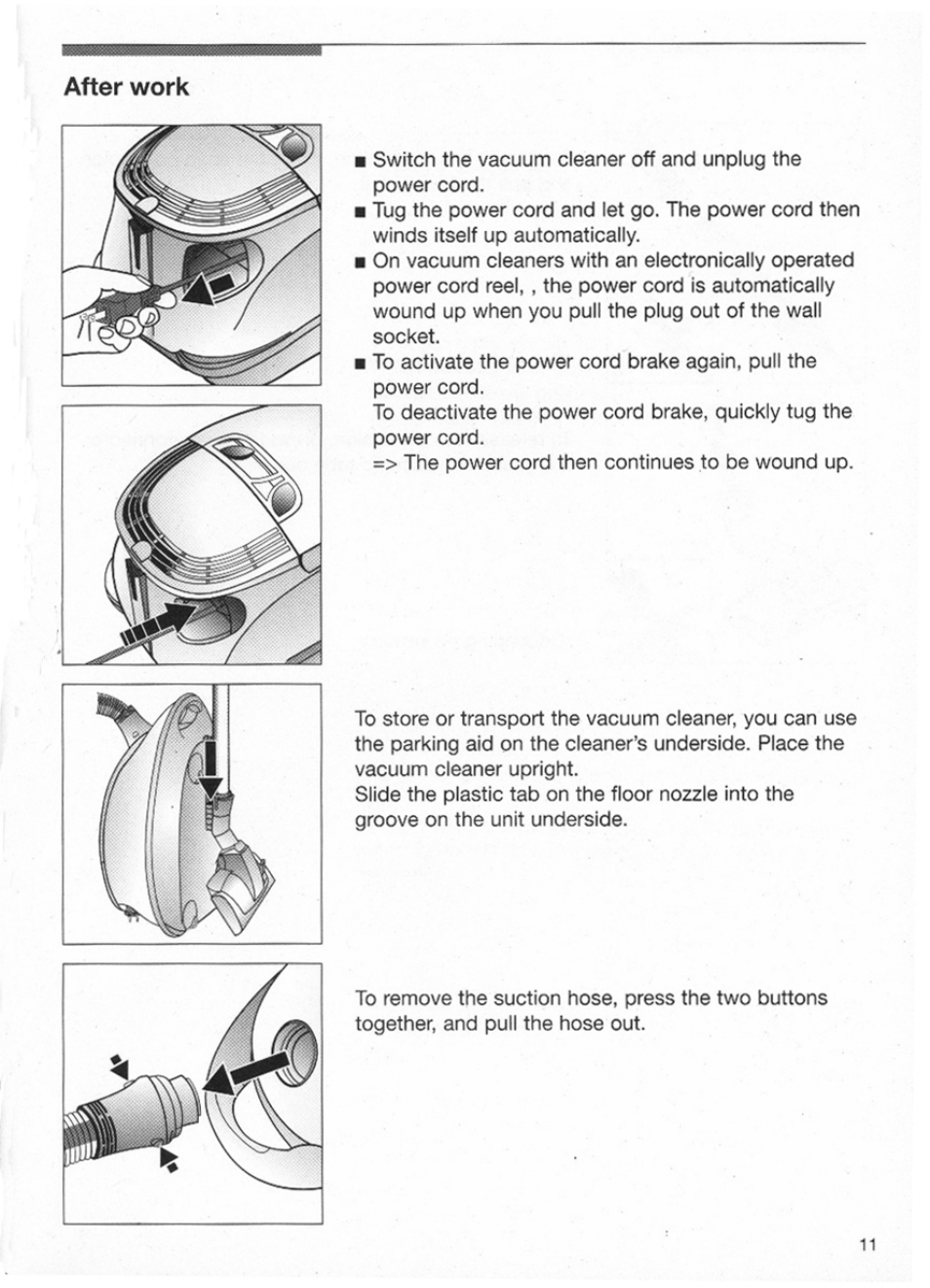 After work | Bosch BSG81 User Manual | Page 11 / 20