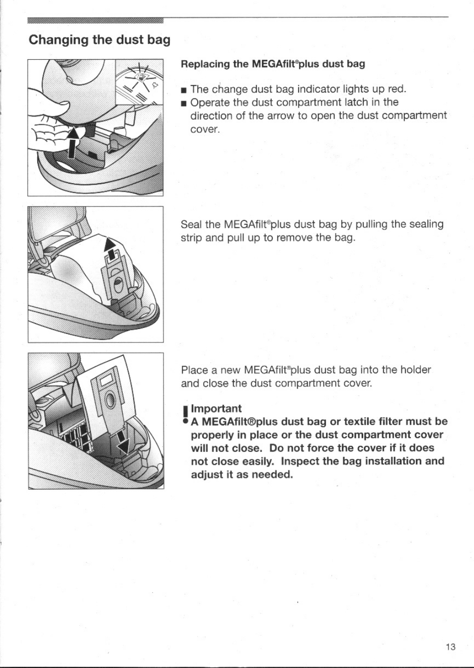 Changing the dust bag | Bosch BSG81 User Manual | Page 13 / 20