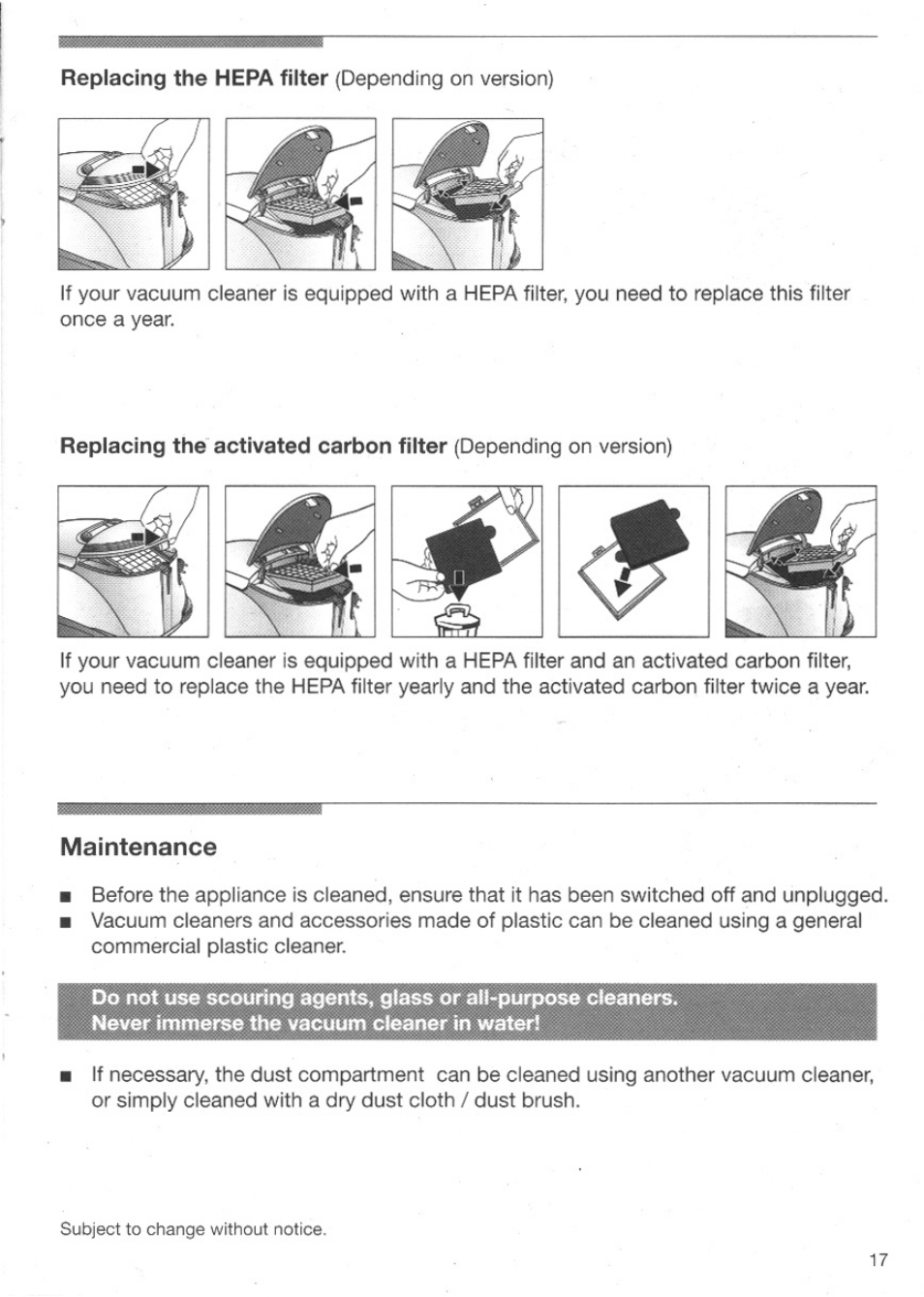 Maintenance | Bosch BSG81 User Manual | Page 17 / 20