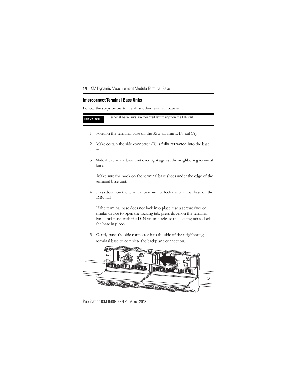 Interconnect terminal base units | Rockwell Automation 1440-TBS-J XM Dynamic Measurement Module Terminal Base User Manual | Page 14 / 24